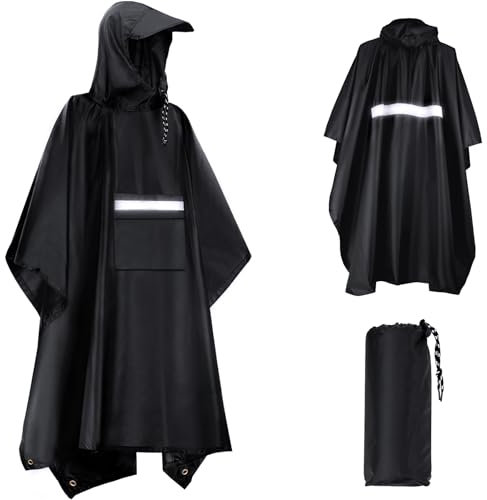 ENONEO Regenponcho Damen Wasserdicht Fahrrad Regenjacke Herren Wasserdicht Atmungsaktiv Angeln Regenmantel Herren Damen Wasserdicht Regen Poncho Wandern Ultraleicht Regenponcho mit Kapuze
