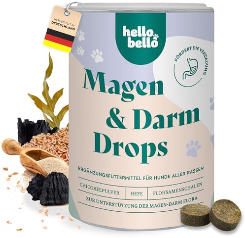 HELLOBELLO Kaltgepresste Magen-Darm Drops für Hunde gegen Sodbrennen 350g Soft mit Bierhefe, 37% Lamm & Meeresalge - Gras und Kotfresser Drops Hund, Gegen Sodbrennen, Magenschutz, Magen