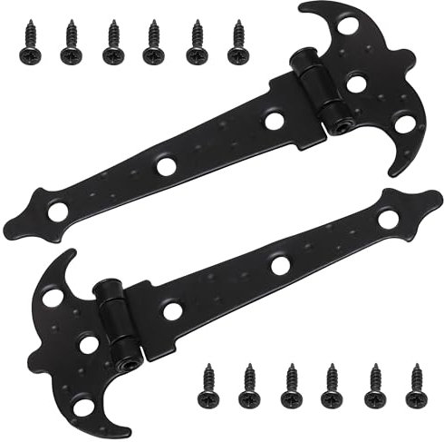 AERZETIX - C73739 - Juego de 2 bisagras estilo antiguo 115x26x58mm planas en forma ''T'' - puertas armarios muebles gabinetes - en acero - color negro mate - ornamento vintage rústico