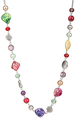 BULINLIN Collar Mujer Largo de Plata Elegante Collar Bohemio Largos de Cuentas Bisuteria Bohemio Regalo Cumpleaños para Mujer(56-Colorful)