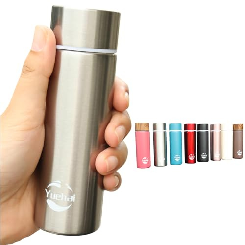 Botella de agua de acero inoxidable, mini frasco de 150 ml, termos pequeños al vacío de café, botella de agua portátil de pequeña capacidad, botella de agua de viaje, taza aislada (plateado)