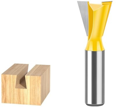 1 Stück Schwalbenschwanz-Fräser, 6 mm 12 mm Schaft, halbblind und durchgehend, Schwalbenschwanzverbindung, Fräser for die Holzbearbeitung, 14-Grad-Hartmetall-Holzfräser(12X25.4mm)