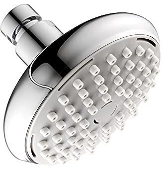Douches à main, pommeau de douche fixe haute pression avec jet puissant, contre l'alimentation en eau basse pression, finition chromée polie, pommeau de douche rond, gel à bille en laiton réglable