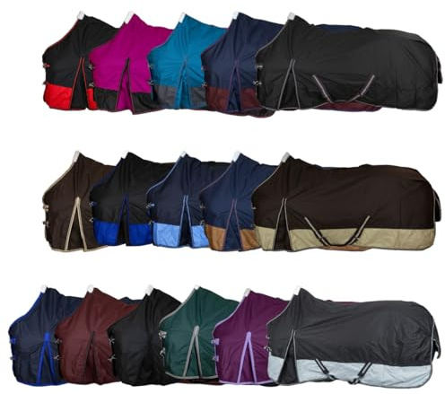 RL24 - Winterdecke Weidedecke Basicline 600D Lila 105 cm (100g) | Pferdedecke mit Füllung – atmungsaktive, Wind- & wasserdichte Outdoordecke mit Innenfutter & Kreuzbegurtung