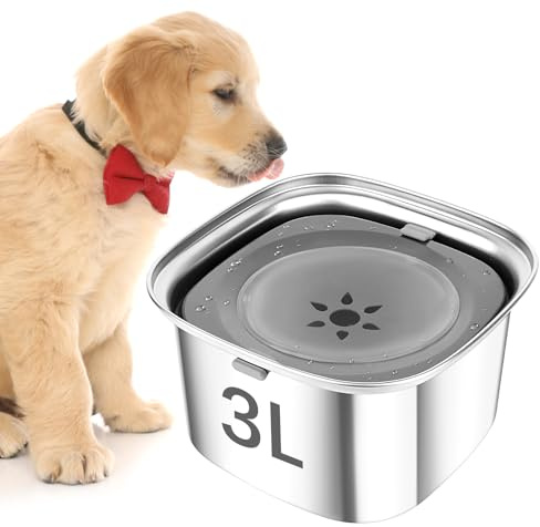 ELEPRUC Wassernapf für Hunde, 3L Trinknapf Hund Ohne Sabbern Edelstahl, Langsames Trinken, rutschfest Fressnapf Dog, Auslaufsicher Großer Hu-ndenapf für Innen & Draußen & Auto