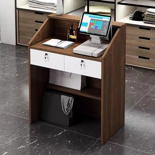 Abschließbarer Empfangstisch mit Schublade, moderner Empfangstheke für Schönheitssalon und Büro, Kassentisch mit Schreibtisch-Organizer
