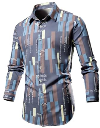 JIANROU Hommes Funky Chemises Vacances Casual Chemise À Manches Longues Chemise À Carreaux Chemisette Homme Tendance Confortable Et Respirant Chemise en Coton Chemise Cintrée