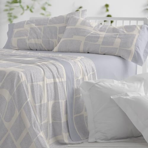 Burrito Blanco | Juego de sábanas Algodón | Cama de 150 a 160cm. (+Medidas Disponibles) | Diseño 630 | Color Azul Plomo (150-160x190/200cm.)