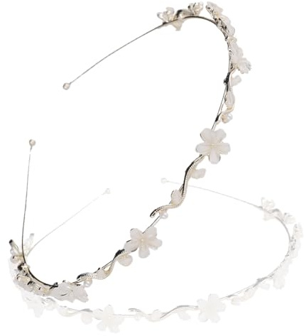 WUSJCOF Haarreif Kommunion Mädchen und Braut – Silberner Haarschmuck mit Blumen für Erstkommunion, Hochzeit und besondere Anlässe