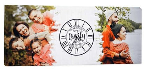 Orologio su Tela Personalizzata con Foto in HD, Made in Italy - Orologio da Parete Moderno, Stampa Tela Personalizzabile in Alta Definizione, Robusto Telaio Incluso in Legno Abete (Family, 70x40 cm)