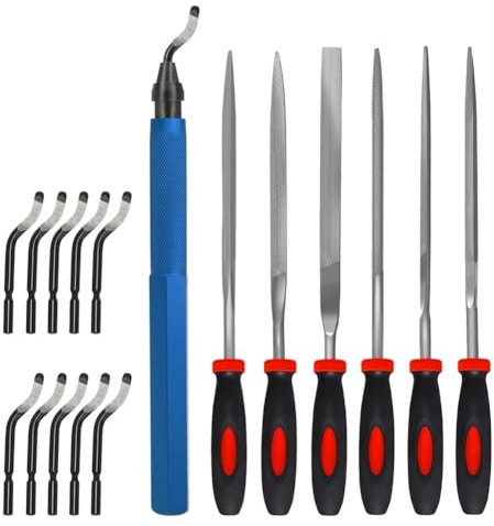 Pesfehhy Kit de Herramientas de Desbarbado, Herramienta de Chaflán con Manejar de Metal de 6-1/2 Pulgadas para Resina, Aluminio, Latón, Tubos de Plástico, Orificio de Tubo, Arte 3D