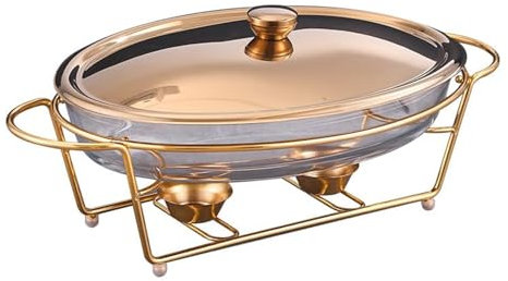 SdaryWare Marble Effect Chafing Dish Buffet Set with Ceramic and Metal Design for Buffets, Weddings, Parties, and Banquets,A-44.5 * 25.6 * 17.5 cm