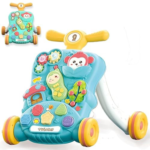 Twinky Girello Neonato 6-12 Mesi – Girello Regolabile e Sicuro per Bambini 6-18 Mesi | Design Pieghevole, Giochi Interattivi e Ruote Silenziose