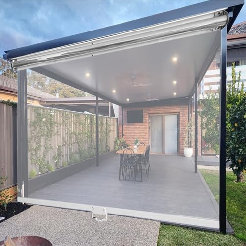 Wasserdichtes Transparentes PVC-Rollo mit Springrollo & Griff - Winddichtes Außenrollo für Balkon-Terrassen-Tür, Garten-Pergola und Küche(W100xH140cm)