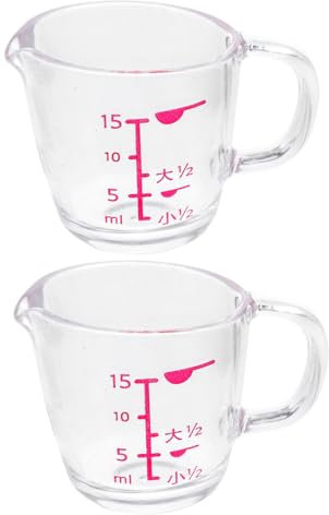 Mikikit Taza Medidora De Líquidos y Taza Graduada De Cocina 15 Ml Pequeña Plástico Transparente Mango Anti-quemaduras Accesorios Para Hornear Cocina Hogar 2 Piezas