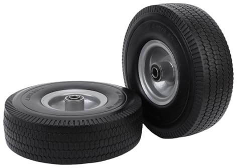 Focket 10-Zoll-Vollgummireifen, 4,10/3,50-4 Zoll Reifen und Rad mit 5/8-Zoll-Lagern und 2,2-Zoll-Offset-Naben, für Rollwagen, Handkarren und Schubkarren, 300 Lbs Tragkraft
