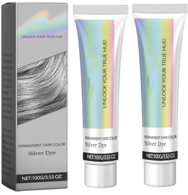 2 In 1 Estratto Di Essenza Naturale Tintura Per Capelli Argento - Tinta Semipermanente Capelli/Grigia Argento, Colore Permanente Di Lunga Durata Con Estratti Di Piante Nutritive (#2, 100g)