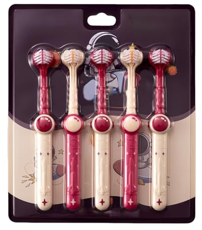 Cepillo 3 Caras Infantil,5 Unidades Diseño Espacial Infantil | Herramienta Reutilizable Para Cuidado De Encías Y Cepillado, Para Niños 3-12 Años, Para Viaje, Baño Y