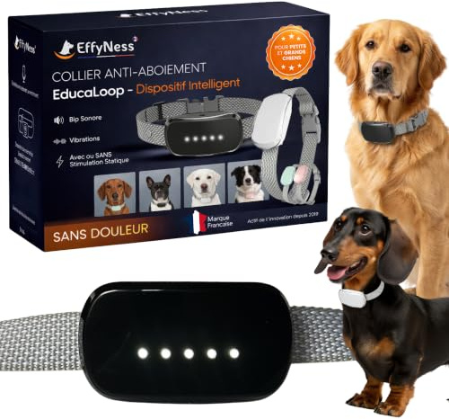 Collier Anti Aboiement Chien - Innovation 2025 : résultat Stop immédiat - Dressage Automatique - Réglable - 5 Niveaux - Rechargeable - électro-Stimulation Douce - Petits et Gros Chiens - EducaLoop