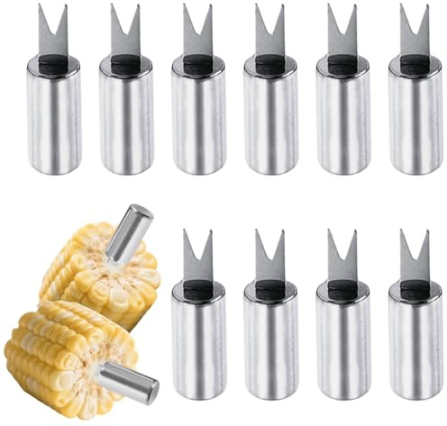 10pcs Corn on The Cob Skewers, Stainless Steel Corn Holders, Sweetcorn Holders Corn On Cob Forks for BBQ Camping Picnics Kitchen Party Tools
