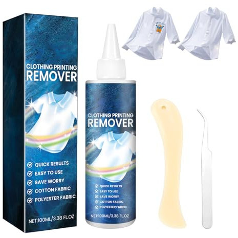 Yooyan Removedor de pegamento, flocado textiles, con raspador y pinzas, eliminador flexible, limpiador de removedor, suave y sin irritación, adecuado para la eliminación de impresiones incorrectas en