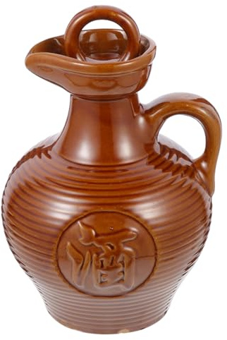 Gatuida Jarra De Vino De Cerámica Portátil 500 Ml Resistente Al Calor Asa Para Hogar y Restaurante, Recipiente Para Servir Vino Tradicional De Barro, 1 Litro