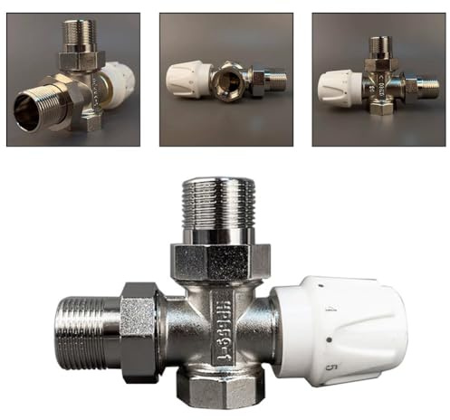 Gettimore Válvula termostática manual de radiador DN20 para sistemas de calefacción, válvula de control de temperatura de cobre de 3/4 pulgadas con rosca G3/4