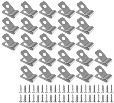 Abaodam 200 Clips de Clôture Agricoles en Acier Inoxydable 304 avec Vis Pinces pour Fil Soudé sur Bois et Métal Fixation Solide pour Panneaux à Bétail Lot de 100 Clips et 100 Vis