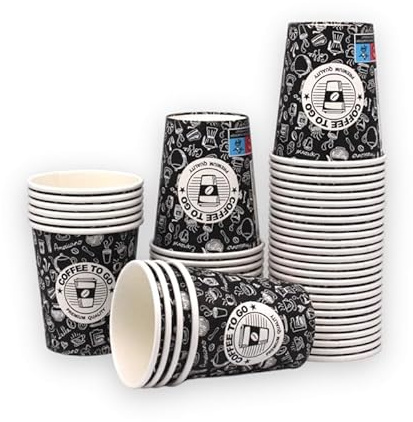 storage100 2000 Stk. Pappbecher 200ml Kaffeebecher 0,2l 8oz Coffee to Go geeignet für Heiß- und Kaltgetränke Kaffee Becher (Schwarz)