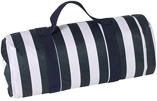 Les Jardins de la Comtesse - Rechteckige Picknickdecke XL Marine - Picknickdecke aus Baumwolle mit Wasserabweisender Rückseite/Polyester - Blau und Weiß - Auch für Gartentisch - 140 x 280 cm