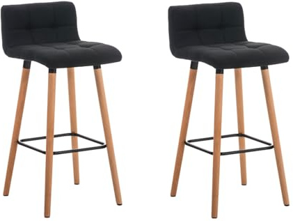 CLP 2er Set Barhocker Lincoln Mit Stoffbezug Und Holzgestell I 2 x Thekenhocker Mit Rückenlehne Und Fußstütze, Farbe:dunkelgrau, Gestell Farbe:Natur