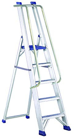 Svelt Scala Professionale in Alluminio Ultra Resistente con Corrimani, Piattaforma e Pianetto Porta Attrezzi – 5 Gradini – EN131 D.Lgs 81/08