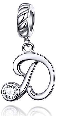LaMenars 925 Sterling Silber A-Z Buchstaben Charms Dangle | Initial Alphabet Anhänger mit Zirkonia, passt Europa Charm Armband Halskette Geschenke für Frauen