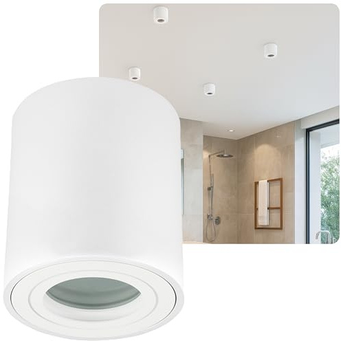 Sweet Led Aufbaustrahler Bad IP44 Aluminium GU10 Deckenspot 95mm Feuchtraum Badezimmer Nassbereich Aufbauleuchte 230V Aufbauspot weiß matt, rund