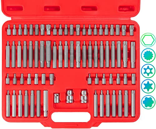 JOMAFA - JUEGO DE PUNTAS 75 PIEZAS TORX, TORX INVIOLABLES, XZN SPLINE, ALLEN HEXAGONAL Y RIBE ACERO CR-V