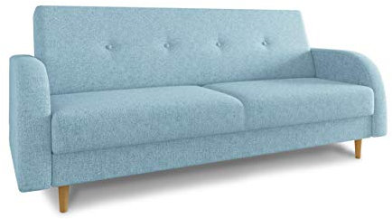 Schlafsofa Kelso - klick-Klack Sofa mit Bettkasten und Schlaffunktion, Bettsofa, Schlafcouch mit Holzfüße, Couch vom Hersteller, Couchgarnitur (Blau (Twist 17))