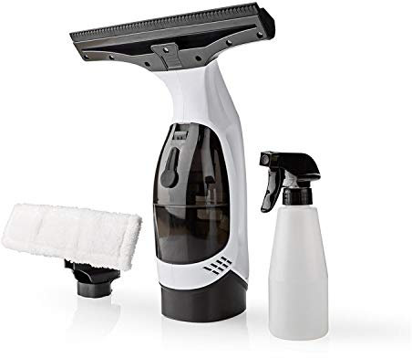 Ex-Pro 20W Cordless Window Vacuum Cleaner with 150ml Water Tank, Spray Bottle & Microfibre Wiper, for Windows, Mirrors, Tiles, Shower Screens, Cars, and More - White
