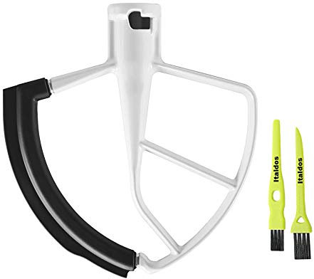 Italdos Frusta Flessibile 5KFE5T compatibile per KitchenAid K45 KSM75 KSM90 KSM103 KSM110 KSM150 KSM151 in Alluminio per Impastatrice Planetaria con 2 Spazzolini Multiuso (misura 4.5QT / da 4.3 L)