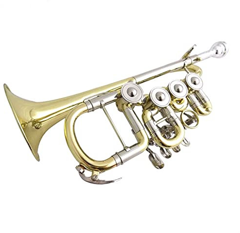 Trompeten Anfänger Bb Rotary Trompete B mit extra Mundrohr Messing Piccolo Trompeten Musikinstrumente Trompete mit Koffermundstück
