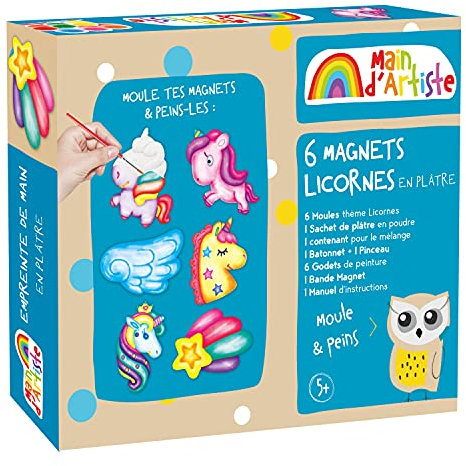 MAIN D'ARTISTE - Kit de Creación de Imanes de Animales - Manualidades - 730203 - Moldeado - Pintura - Yeso - Nevera - Creatividad - Actividades Manuales - Kit Completo - A partir de 5 años