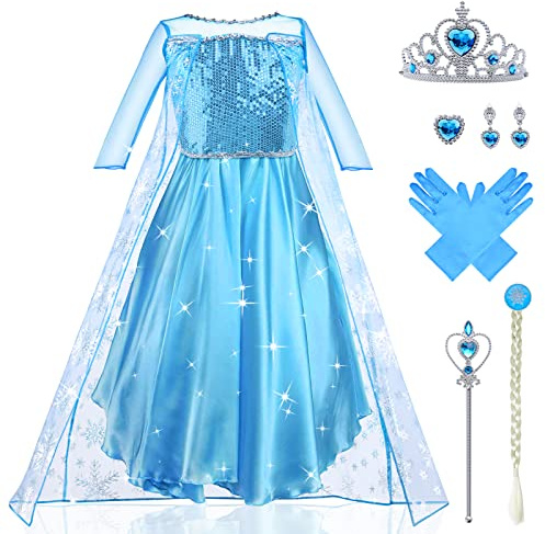 URAQT Robe Elsa Enfant de Princesse, Elsa Costume Princesse Cosplay-110