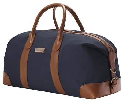 DRAKENSBERG Canvas Leder Weekender 'David' (55cm) Reisetasche Herren Damen, wasserabweisend, erweiterbar | 45L, Marine-Blau, DR00156-M