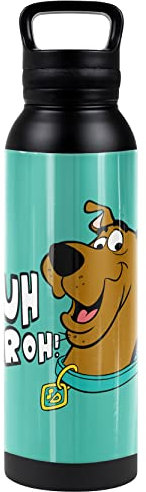 Scooby Doo! Gourde isotherme officielle Ruh Roh en acier inoxydable avec bouchon à boucle, résistante aux fuites, 680,4 g, noir