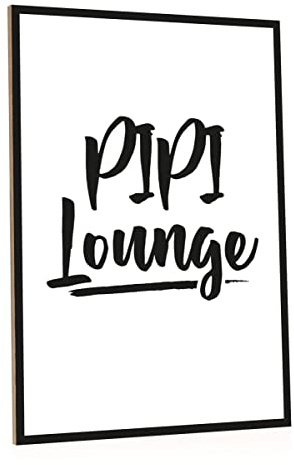 GRAVURZEILE Holzschild mit Spruch - Pipi Lounge - Witziger Lustiger Kunstdruck auf Holz für Sie & Ihn - Wand Dekoration im Vintage Look für Klo Toilette & Badezimmer