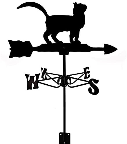 TAISK Wetterfahne Tier Metall Wetterfahne Katze und Hund Silhouette Windrichtungsanzeiger für Outdoor Garten Dach Paddock Dekoration (Dalmatiner) (Katze)