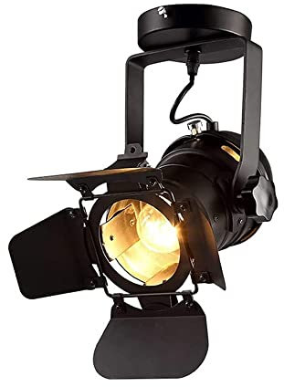 Jadssox Foco de Techo Ajustable Lámpara de Techo Negra Industrial, Foco de Montaje en Superficie E27 Lámparas de Teatro de Escenario de luz de Arte, Focos direccionales de Restaurante Luces de Acento