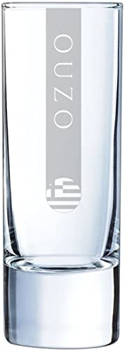 Ouzo Gläser 6cl 12x | 5 Größen verfügbar 6cl 12er Set | Spülmaschinenfest | Ouzoglas mit Gravur 12 Stück