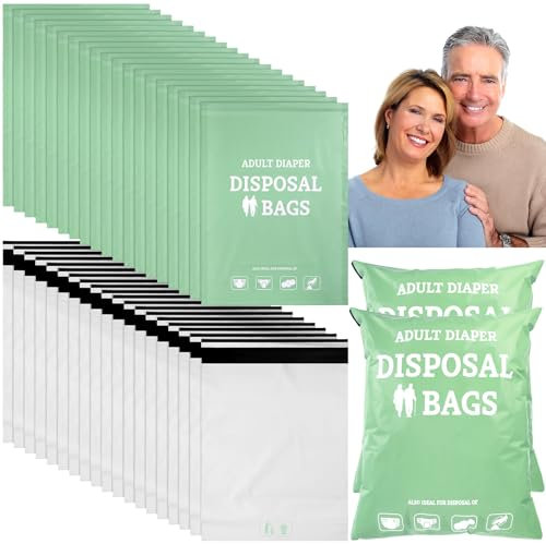 PerKoop 100 Pcs Extra Thick Large Adult Diaper Disposable Bags Odor Tight Sealing Disposal Bags Tear Resistance Sanitary Bag for Feminine Products Prevents Leakage Incontinence Unscented Diaper Sacks