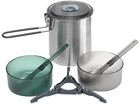 Duo Camping-Kochset 1,6 l, Edelstahltopf, Wandern, Picknick, Geschirr, Geschirr, Utensilien für den Tourismus (D 1,6 l)