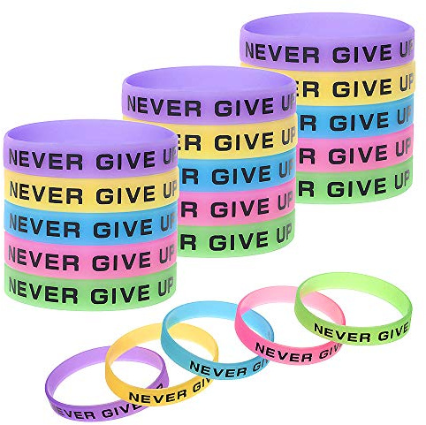 20 PCS Bracelet Silicone NEVER GIVE UP Rubber Wristbands Glow in the Dark